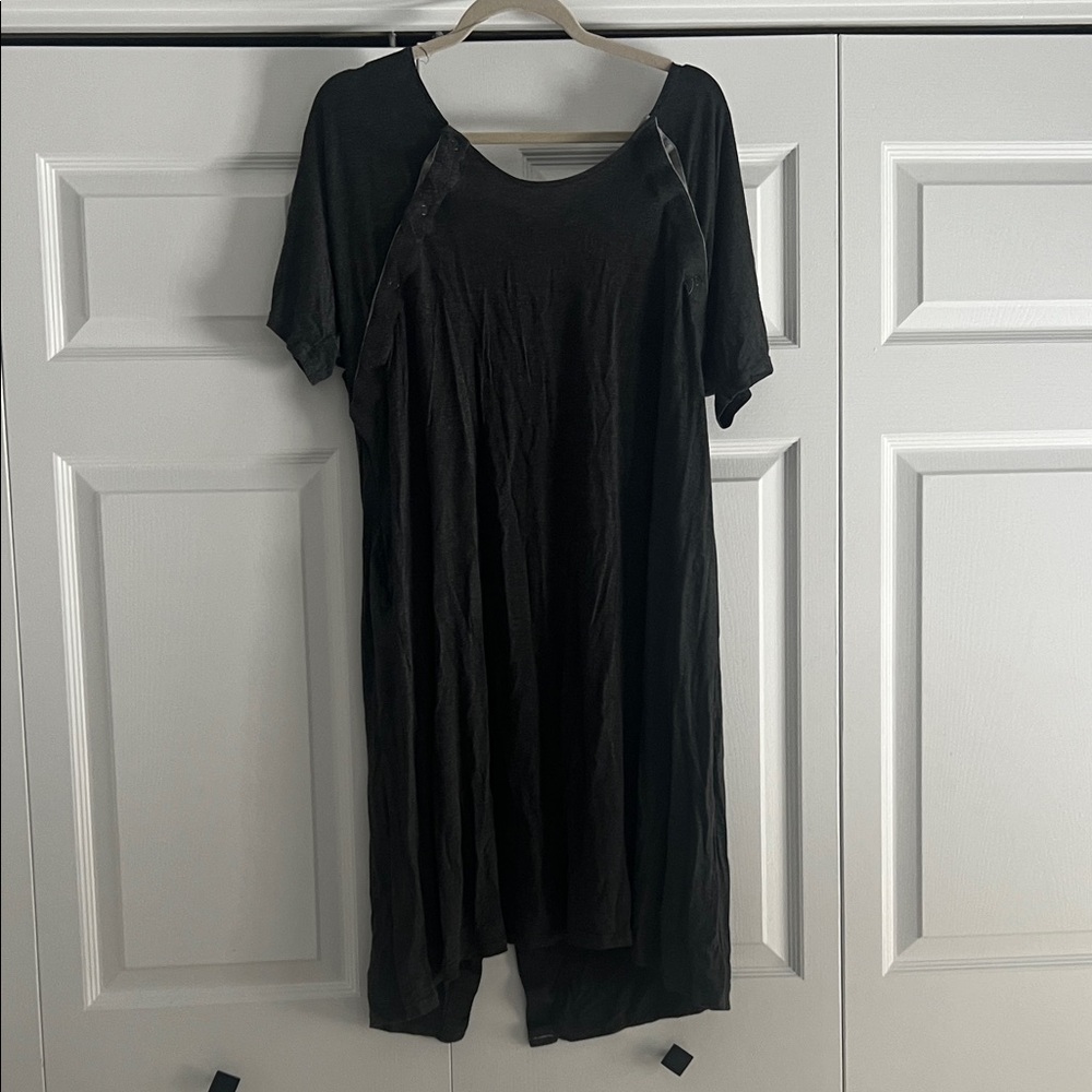 Frida Mom Delivery Gown Black Short Sleeve Nightgown